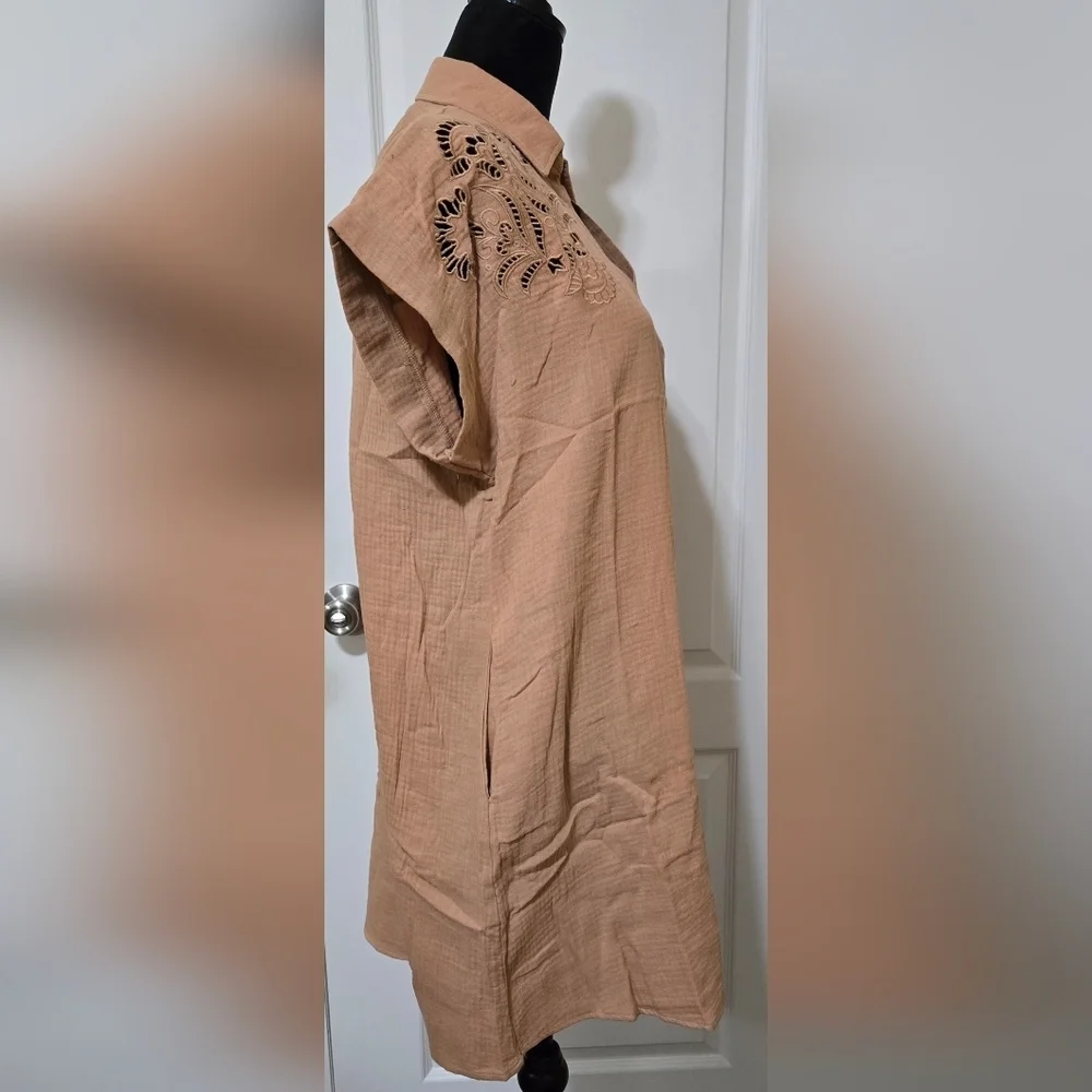 EASEL Embroidered Shirt Dress #484-489 - Picture 9 of 12